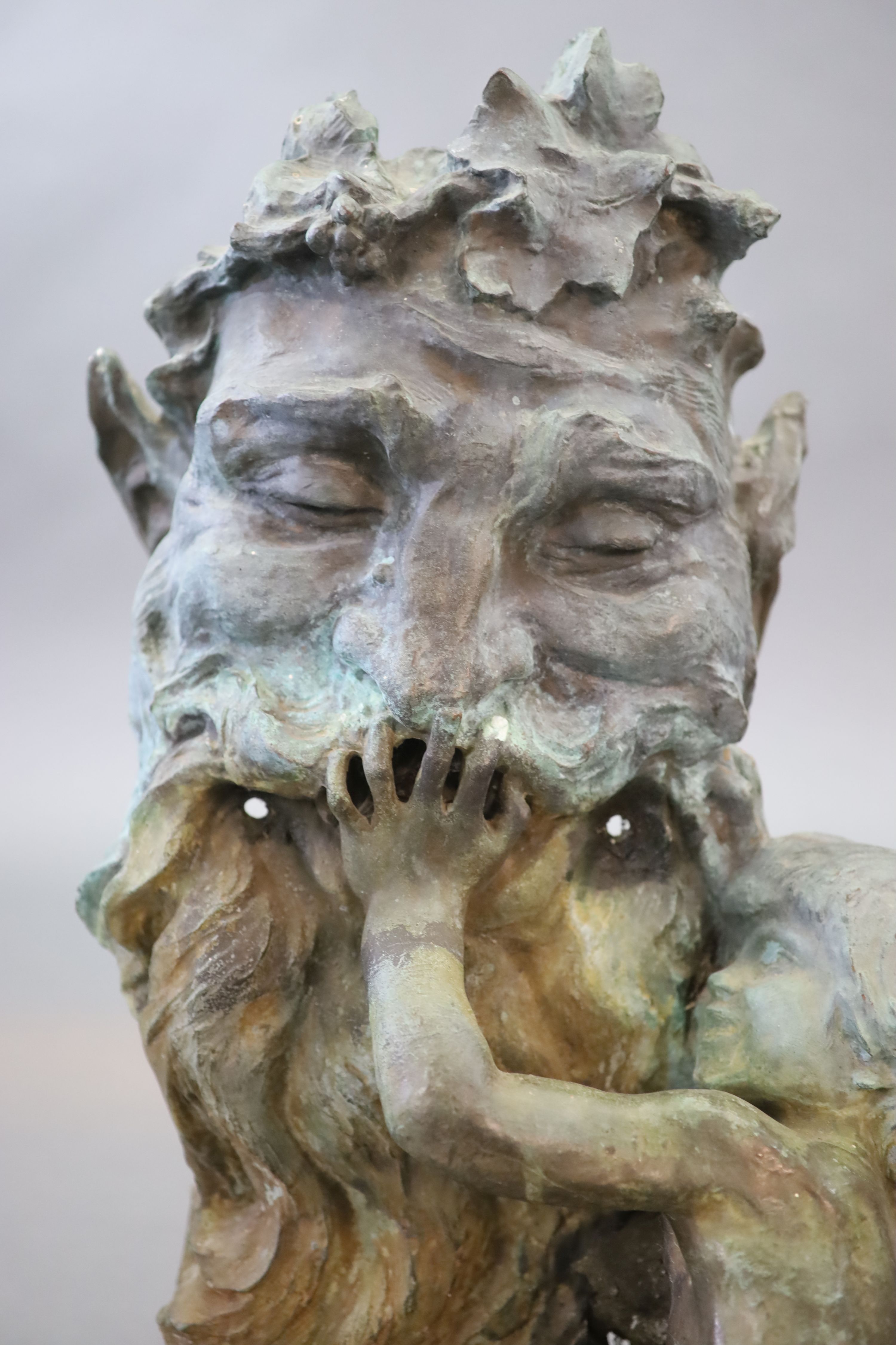 Attributed to Alexander Vibert (1847-1909) a large cast bronze fountain head, c.1900, 59cm high